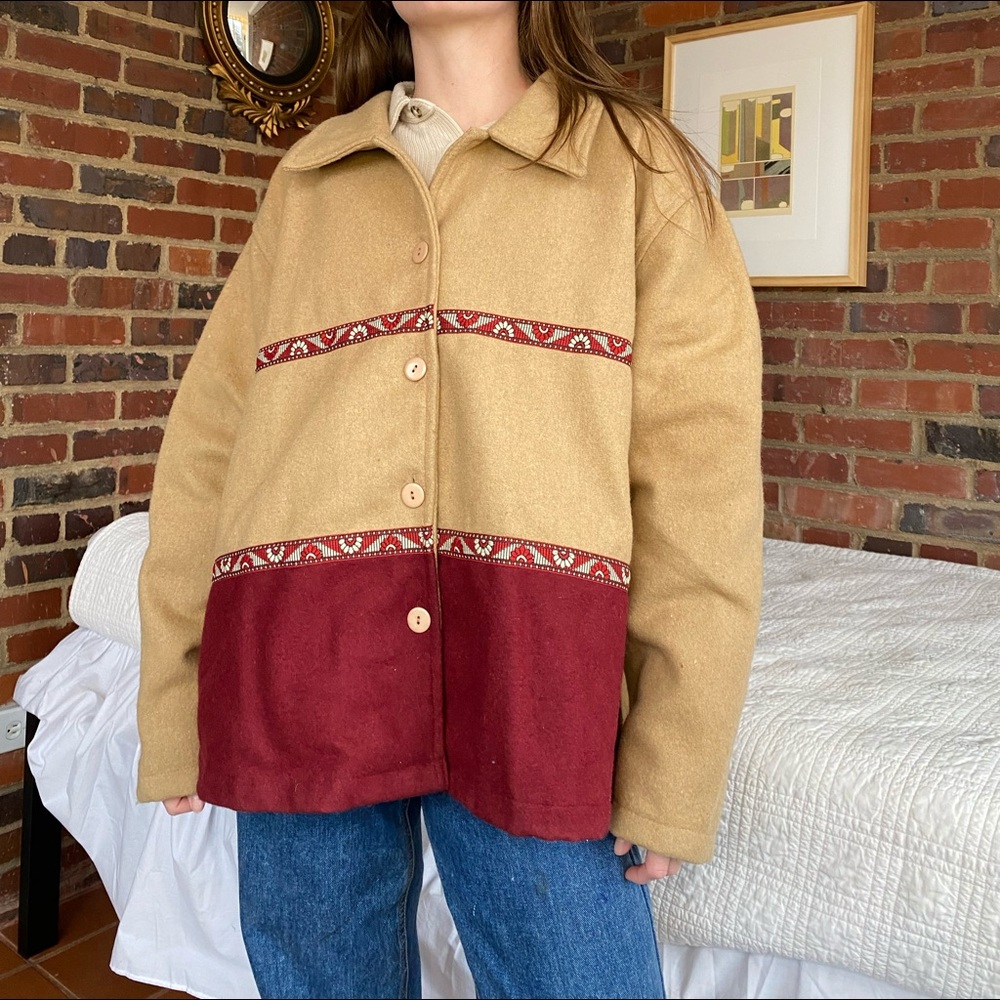 Collections etc brand tan embroidered jacket